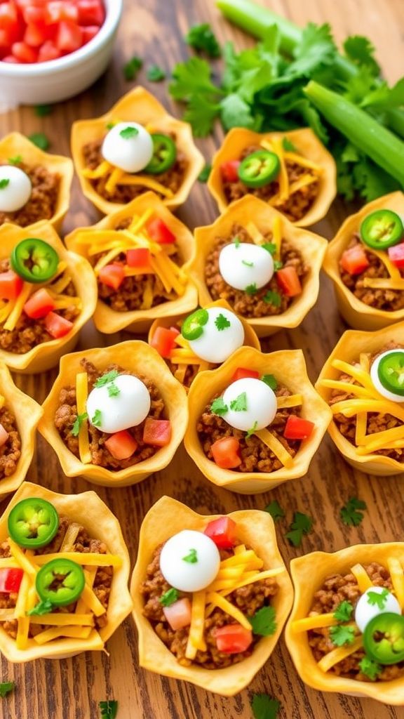 Tiny Taco Cups with All the Fixings