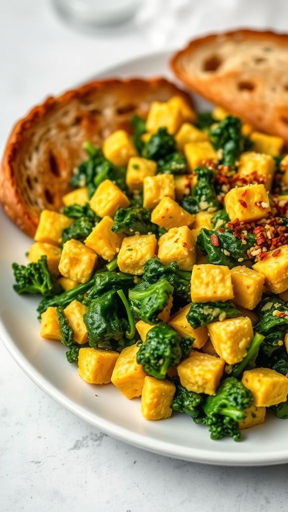 Tofu Scramble with Kale and Nutritional Yeast  