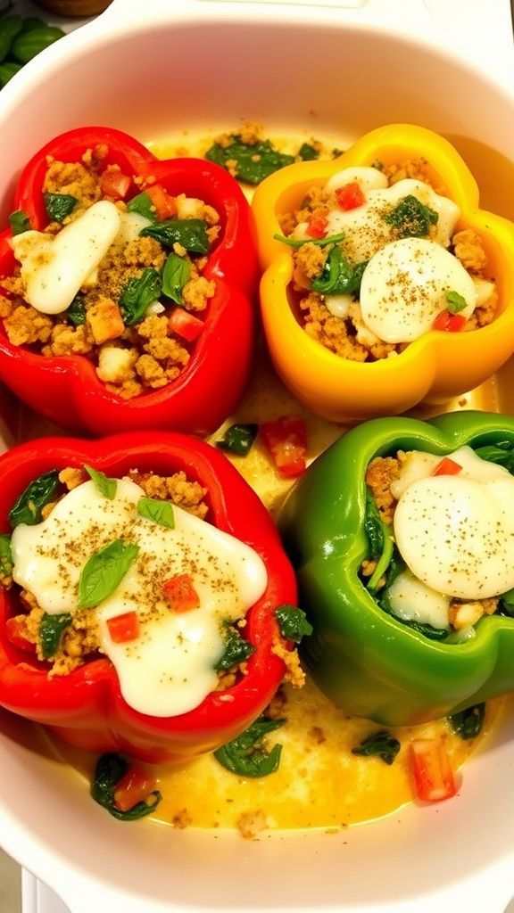 Turkey and Spinach Stuffed Peppers  