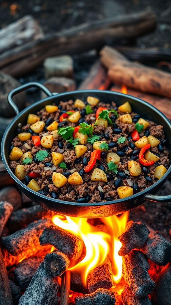 Ultimate Campfire Beef and Bean Hash