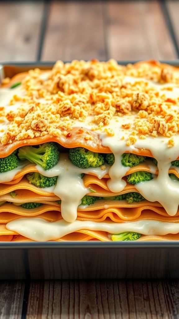 Vegan Alfredo and Broccoli Lasagna  