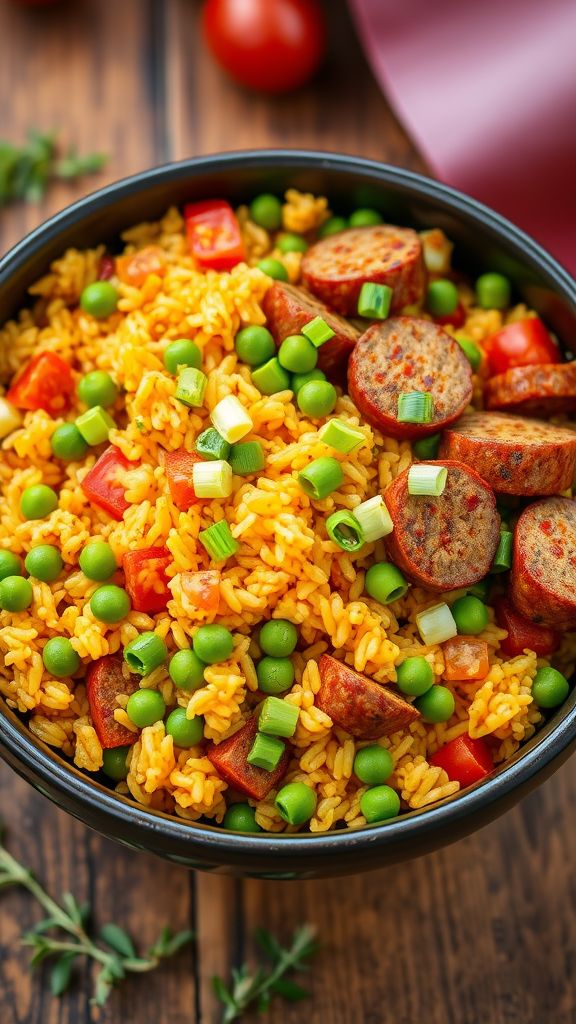 Vegan Jambalaya with Spicy Sausage  