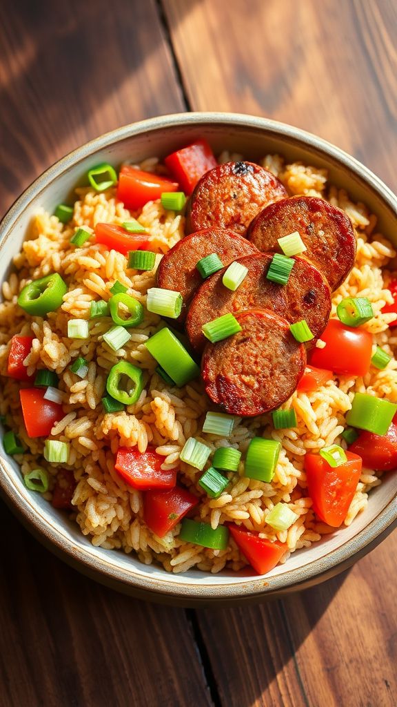 Vegan Jambalaya with Spicy Sausage