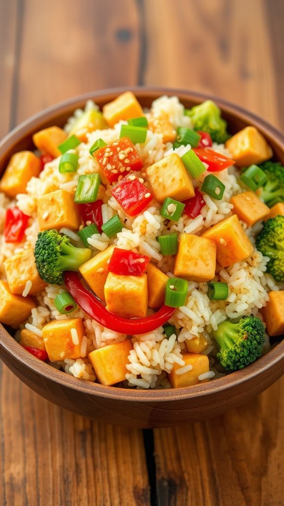 Vegan Stir-Fried Rice with Tofu  