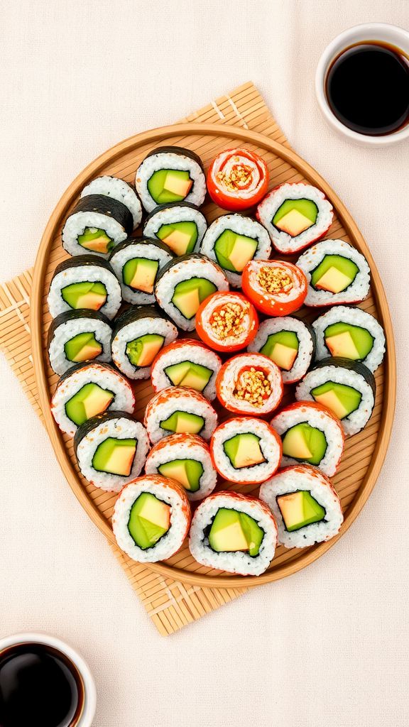 Vegan Sushi Rolls with Avocado and Cucumber  