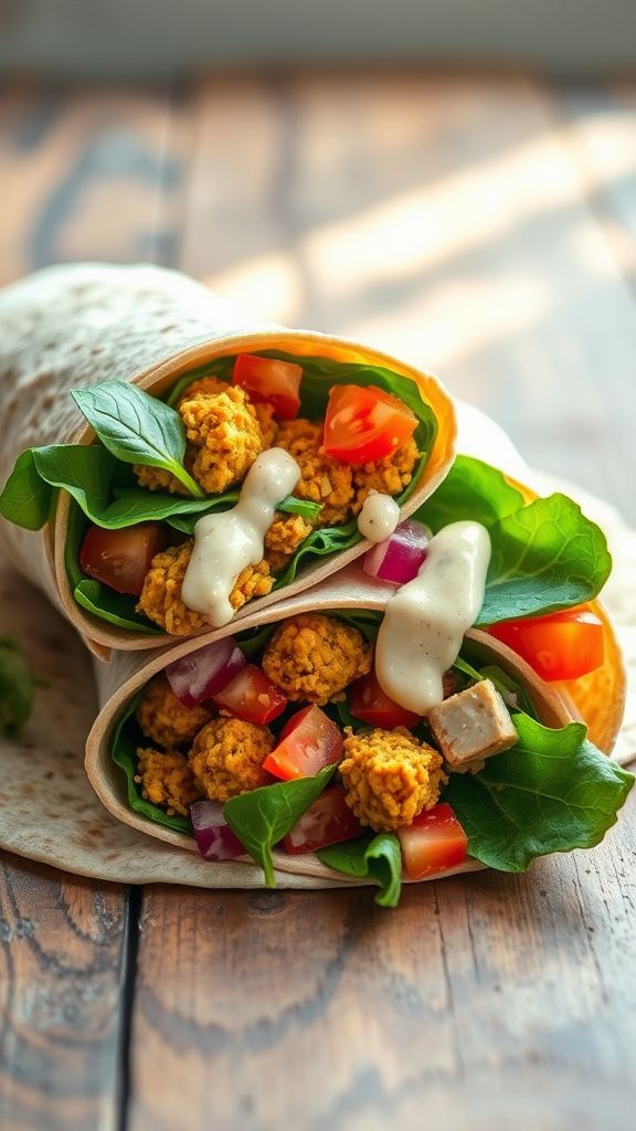 Vegan Wrap with Spinach and Falafel  