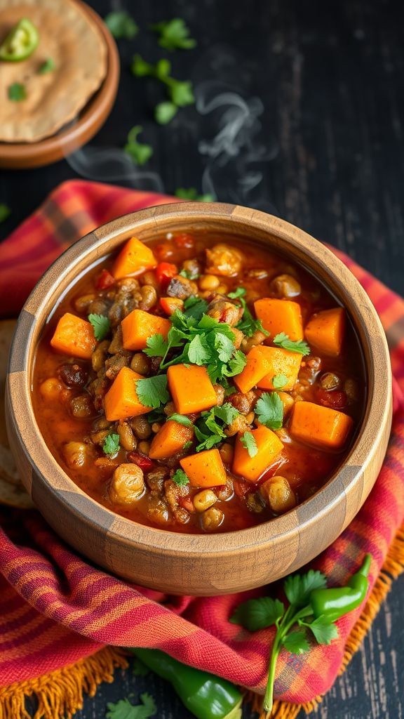 Vegetarian Lentil and Sweet Potato Chili  