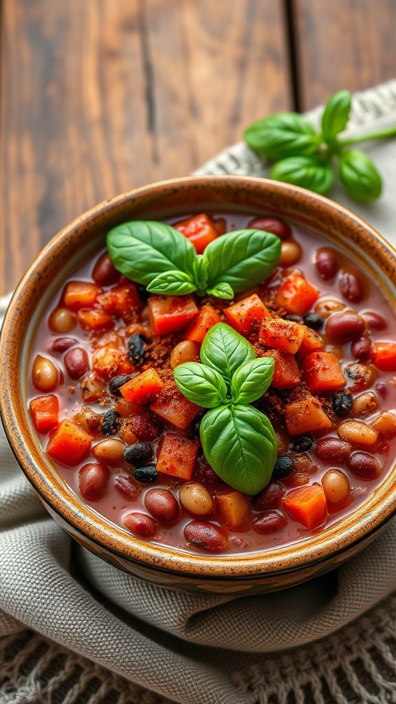 Warm and Zesty Tomato Basil Chili