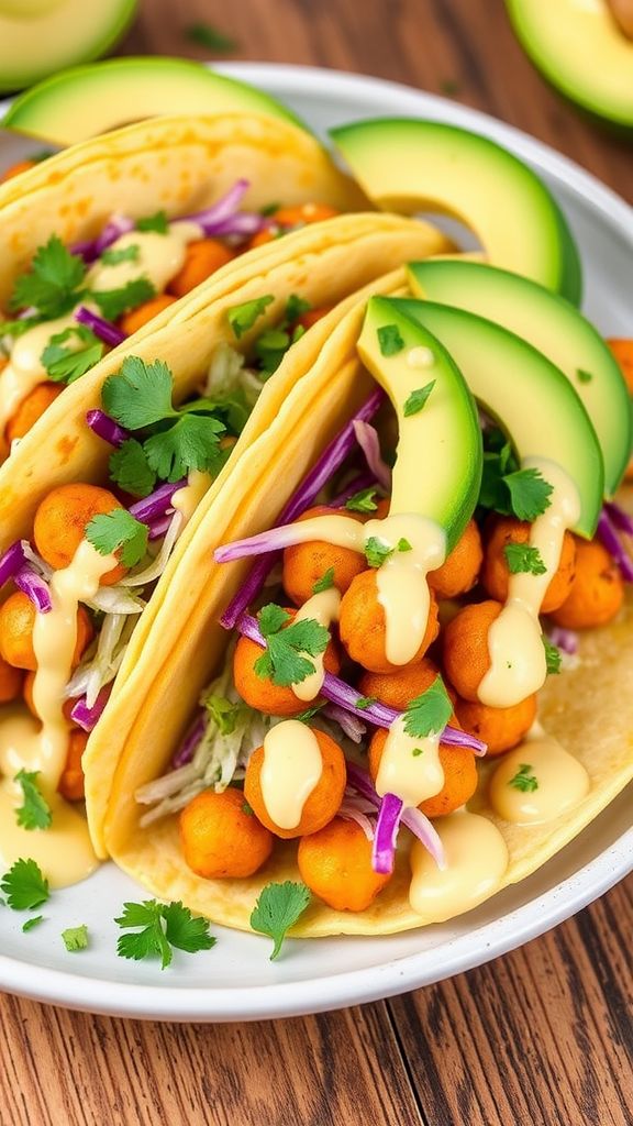 Zesty Chickpea Tacos with Creamy Cashew Sauce  