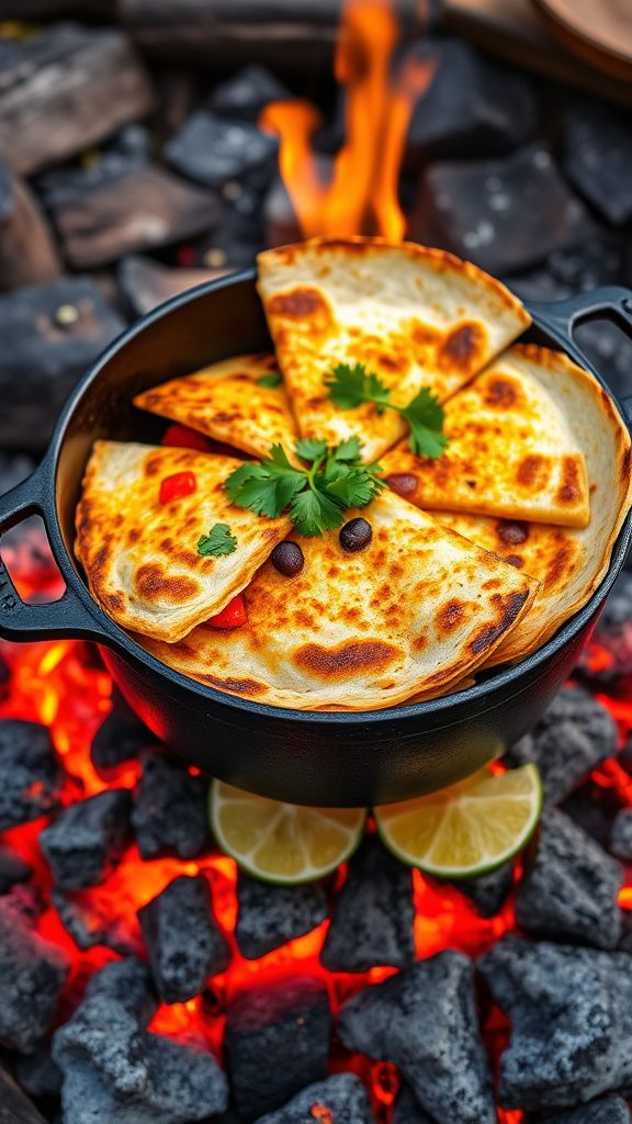 Zesty Dutch Oven Campfire Quesadillas  