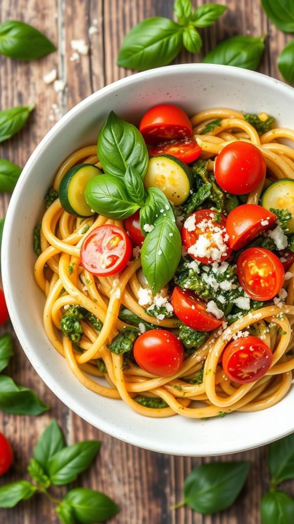 Zesty Pesto Veggie Pasta Delight