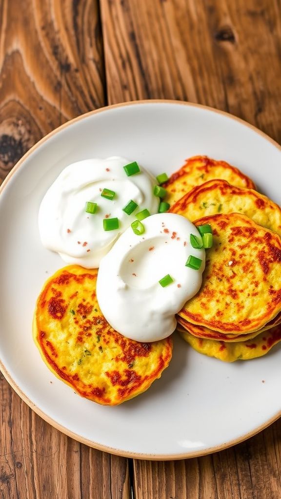 Zucchini Fritters with Cashew Sour Cream  