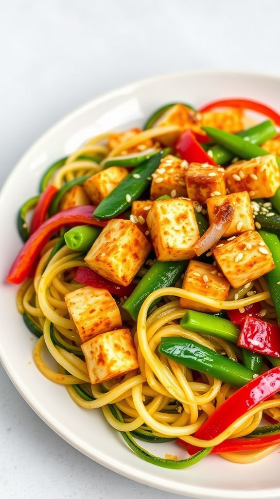 Zucchini Noodle Stir-Fry with Tofu  