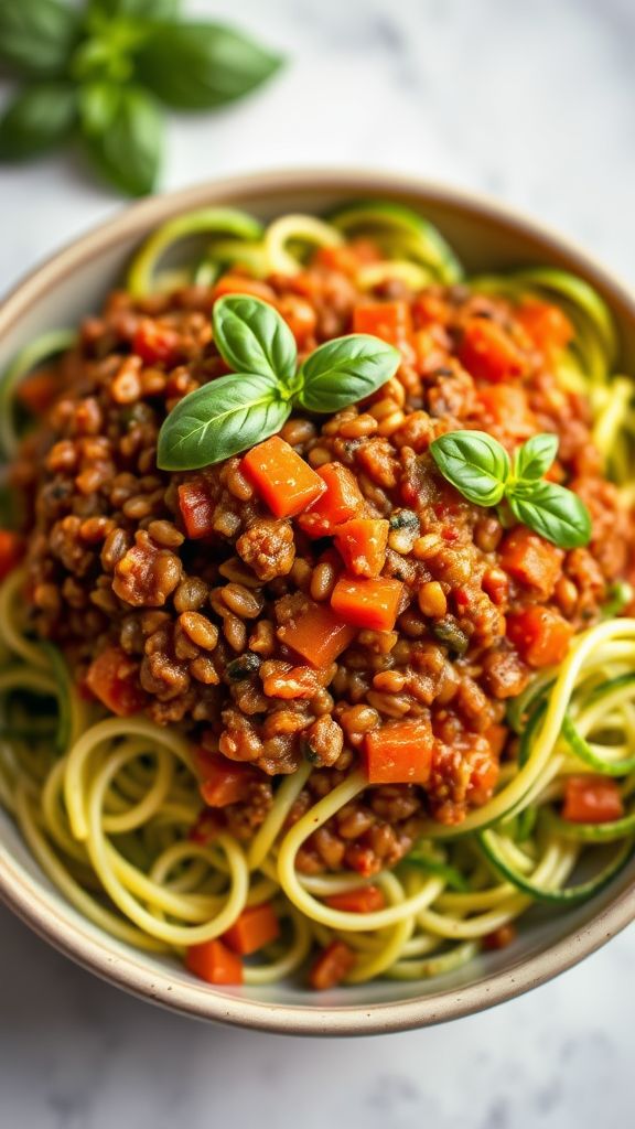 Zucchini Noodles with Lentil Bolognese  