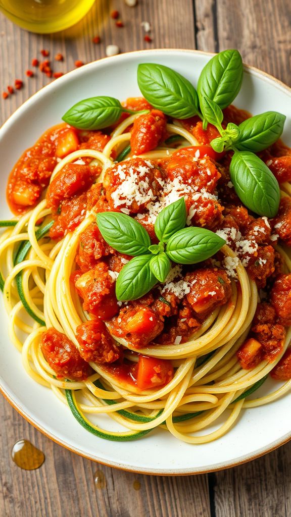 Zucchini Noodles with Roasted Tomato Sauce  