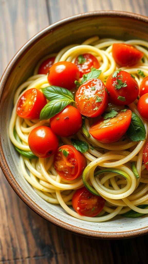 Zucchini Noodles with Tomato Basil Sauce