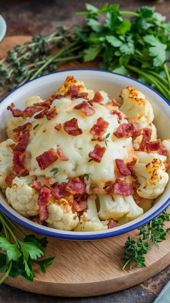 Cheesy Cauliflower and Bacon Bowl