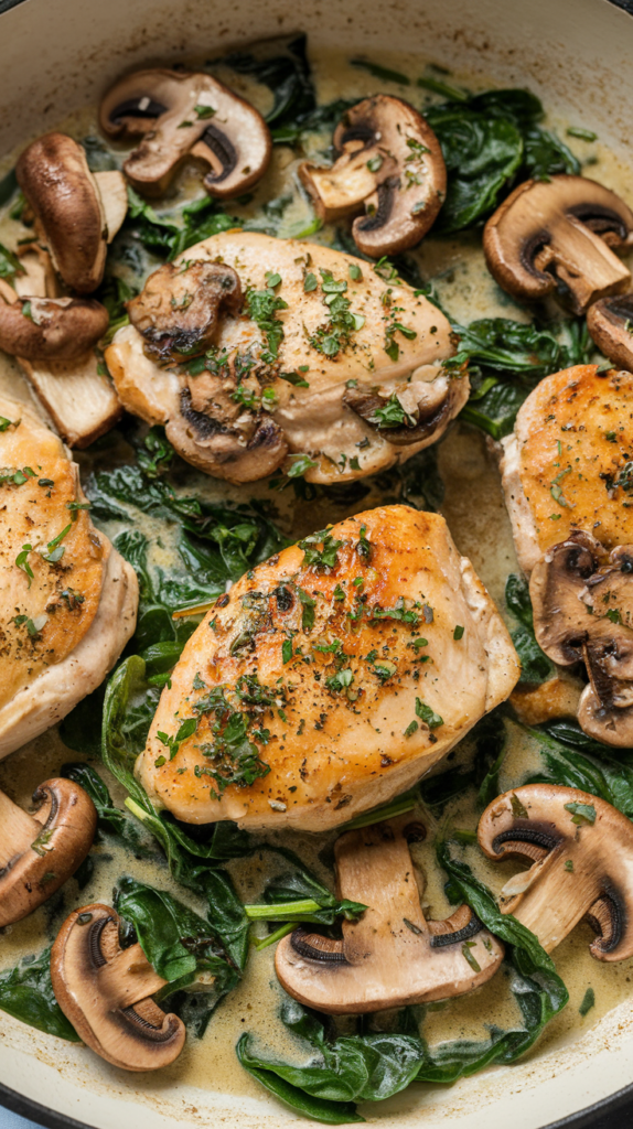 Savory Mushroom and Spinach Chicken