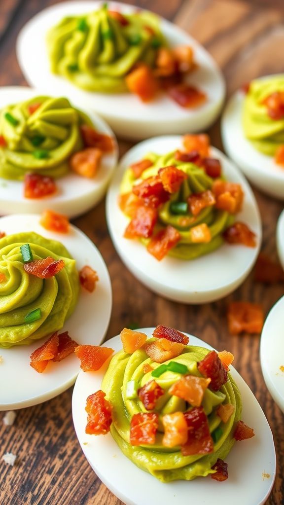 Avocado and Bacon Deviled Eggs  