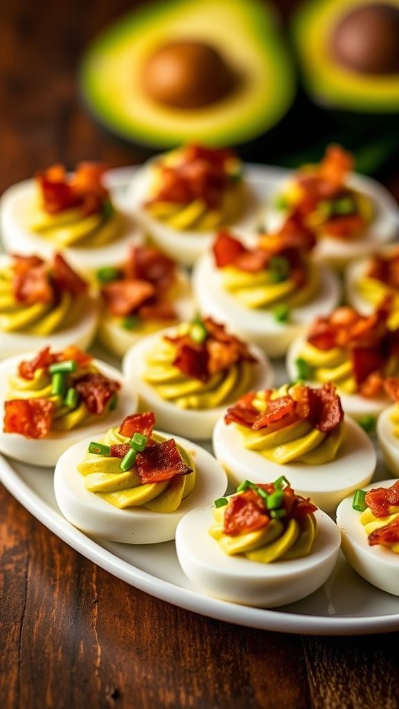 Avocado and Bacon Deviled Eggs  