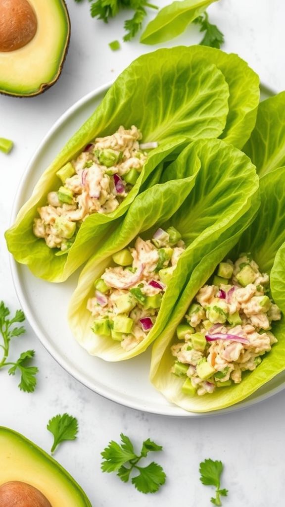 Avocado Chicken Salad Lettuce Wraps