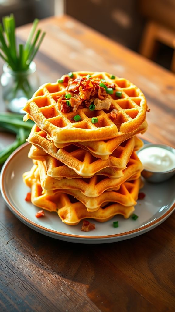 Bacon and Cheddar Savory Waffles  