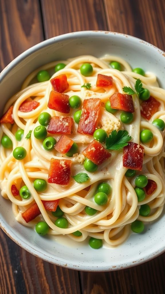 Bacon and Peas Keto Alfredo Carbonara