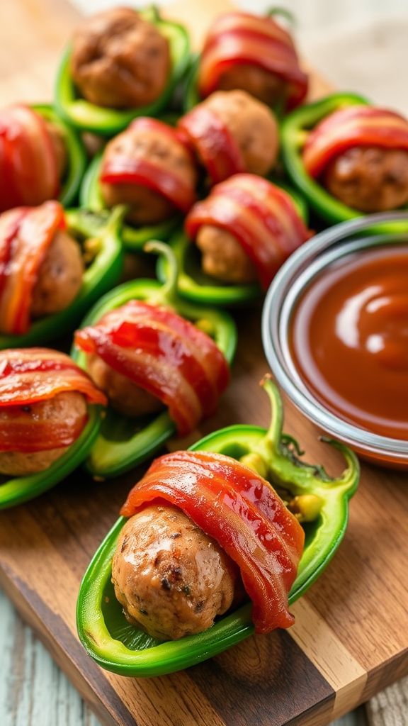 Bacon-Wrapped Jalapeño Meatballs