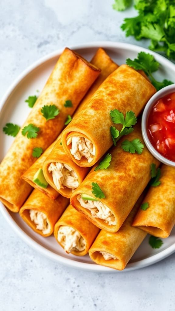 Baked Chicken and Avocado Taquitos  