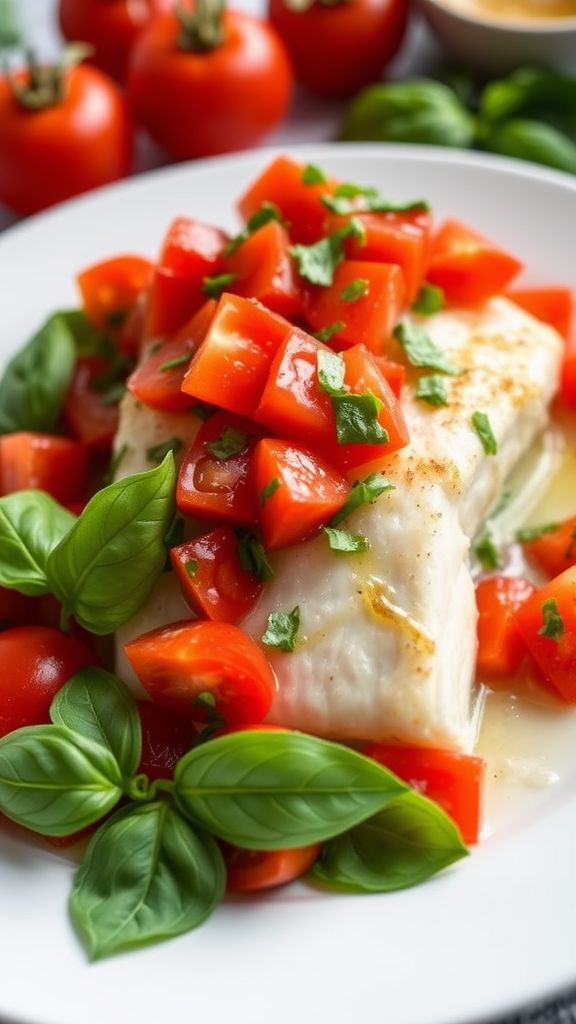 Baked Cod with Tomato Basil Salsa  