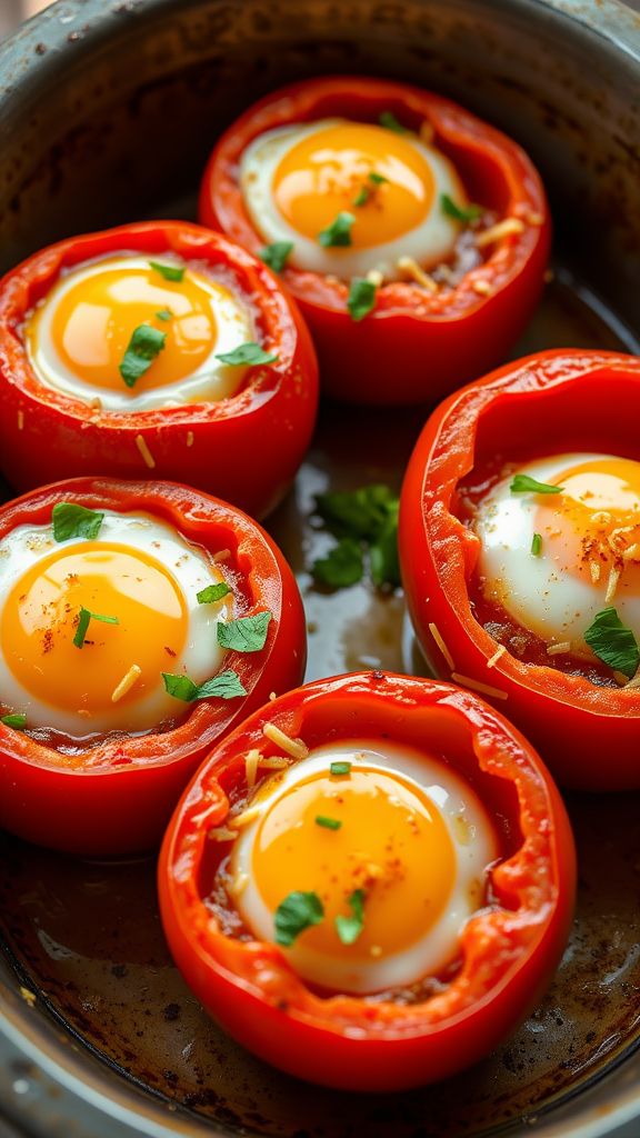 Baked Eggs in Tomato Cups  