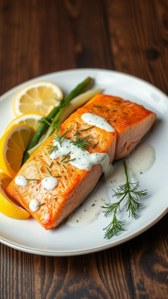 Baked Irish Salmon with Dill Sauce