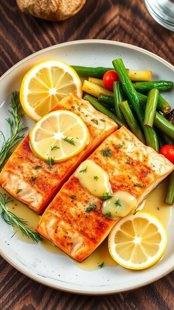 Baked Salmon with Dill Butter Sauce