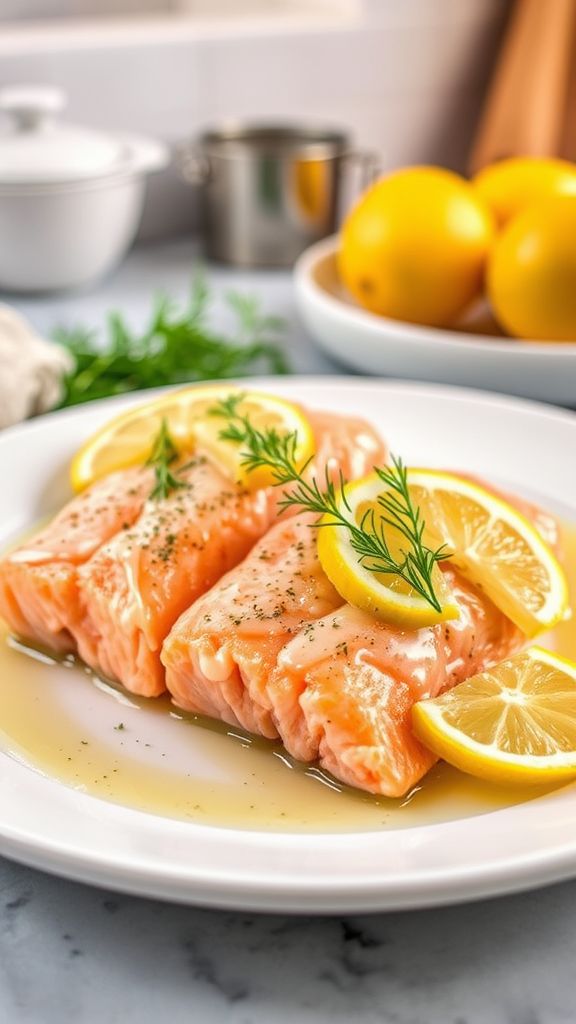 Baked Salmon with Lemon Dill Sauce  