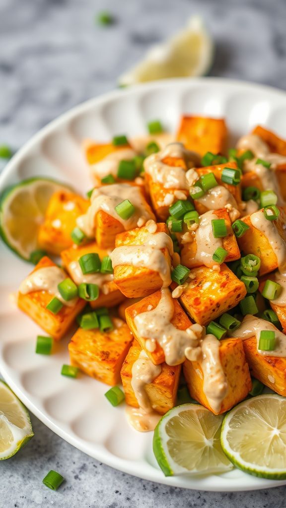 Baked Tofu with Peanut Sauce  