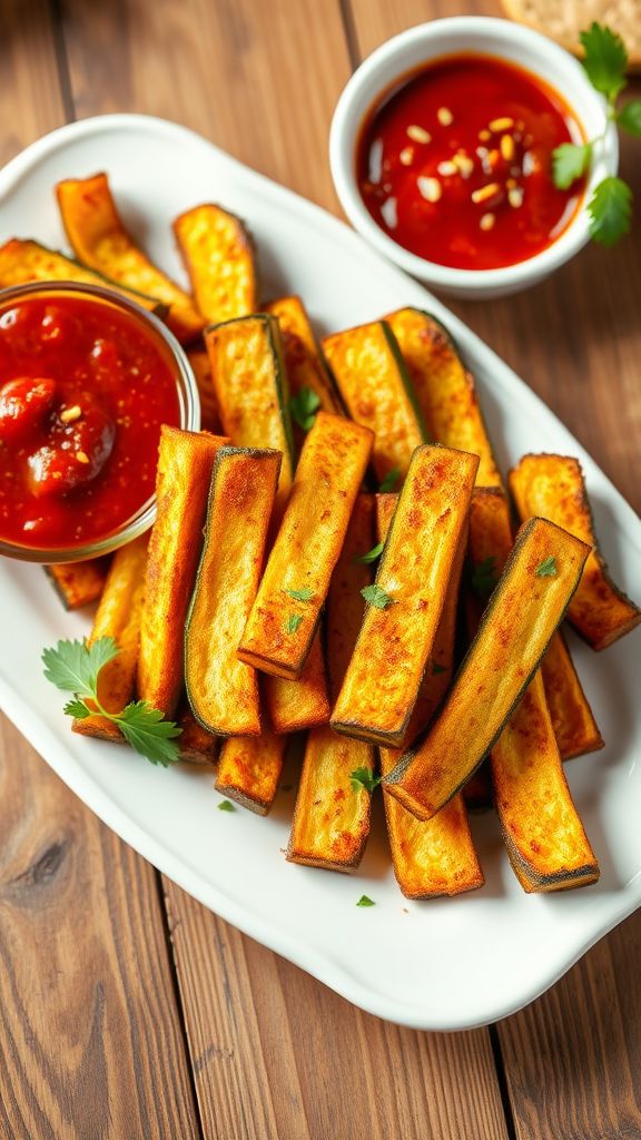 Baked Zucchini Fries with Spicy Marinara  