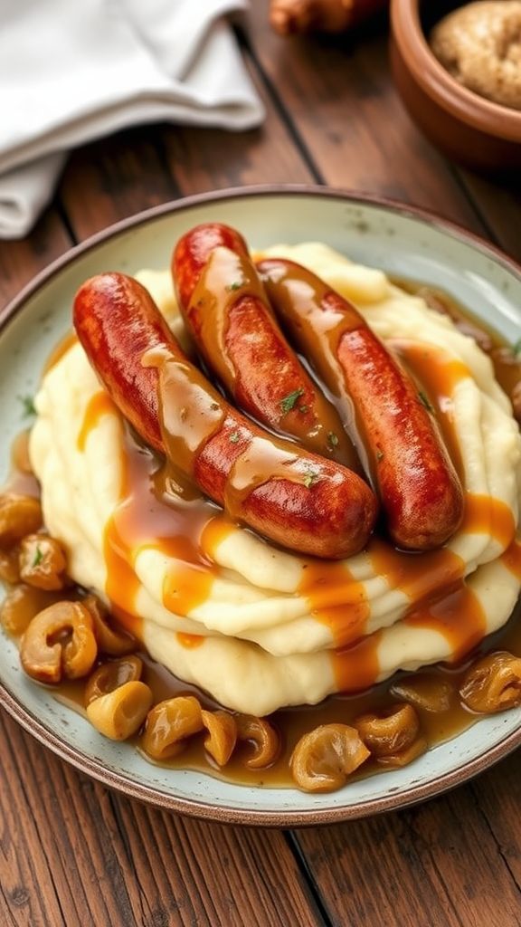 Bangers and Mash with Onion Gravy  