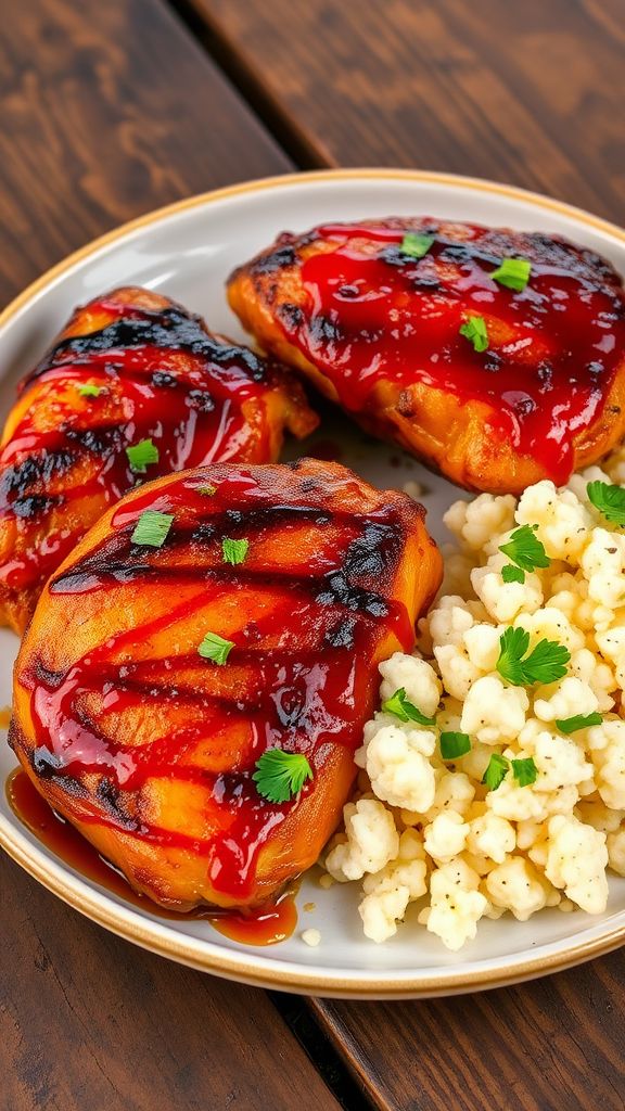 BBQ Chicken Thighs with Cauliflower Rice