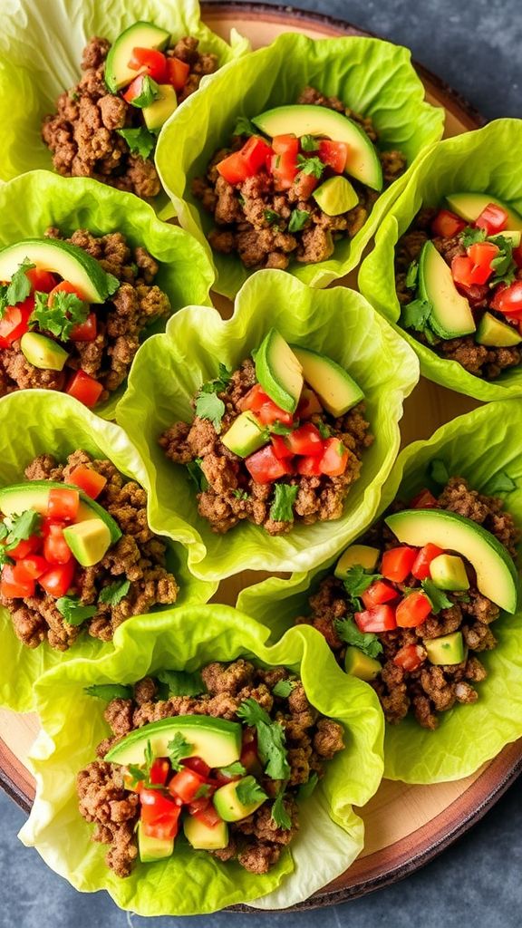 Beef and Avocado Lettuce Tacos