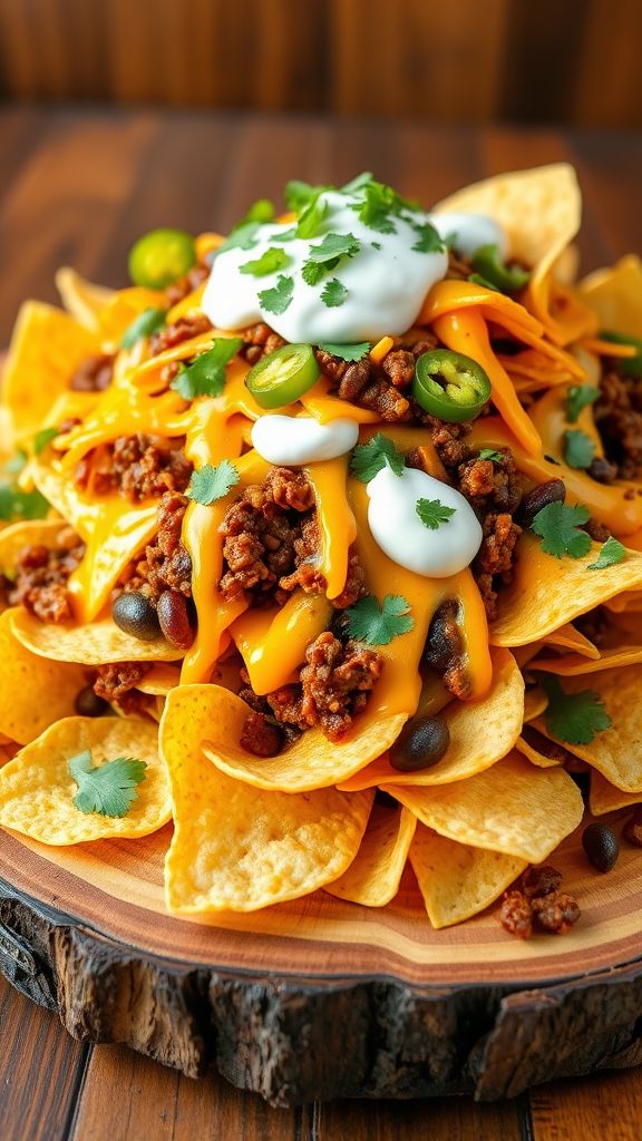 Beef and Bean Nachos Supreme  