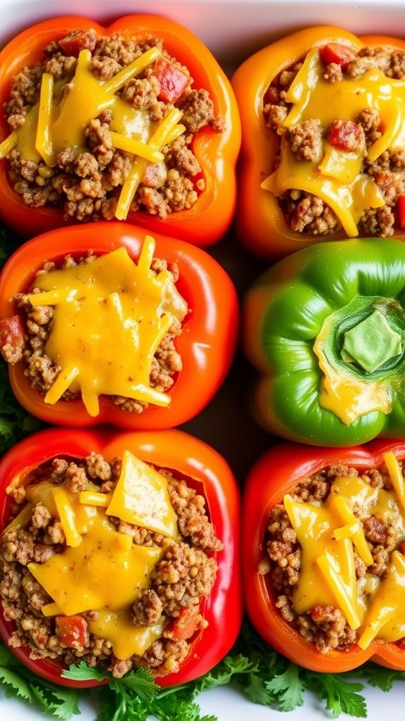 Beef and Quinoa Stuffed Bell Peppers  