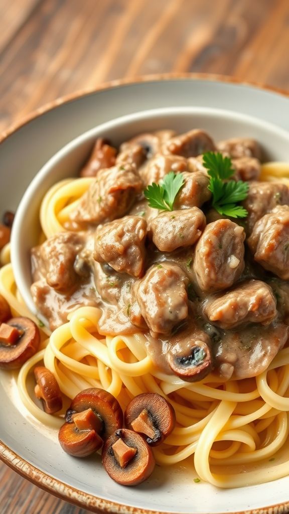 Beef Stroganoff with Egg Noodles