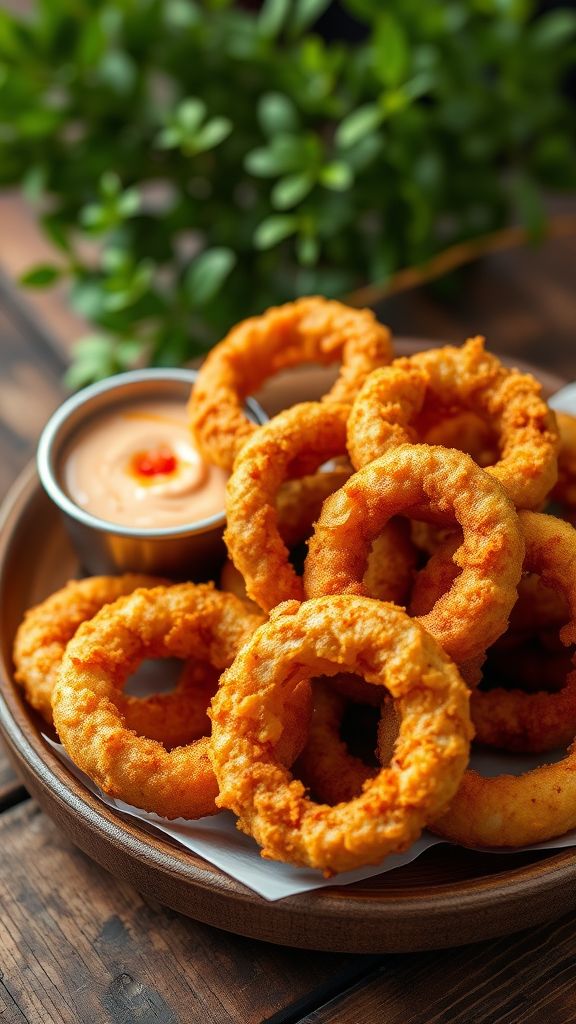 Beer-Battered Onion Rings with Spicy Dip