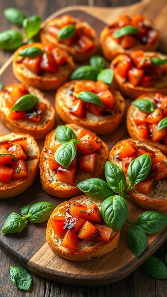 Bite-Sized Bruschetta with Fresh Tomatoes and Basil