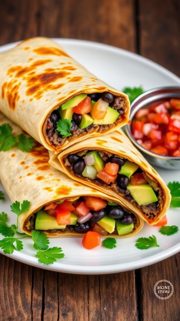 Black Bean and Avocado Breakfast Burrito  