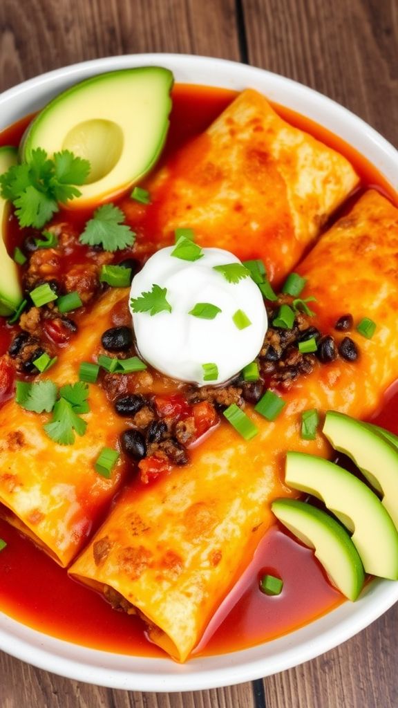 Black Bean and Beef Enchiladas  