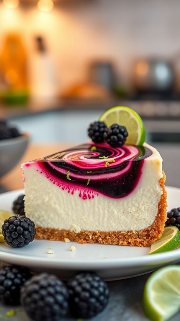 Blackberry Lime Keto Cheesecake  