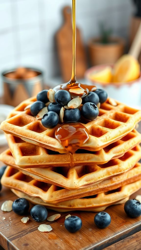 Blueberry Almond Waffles  