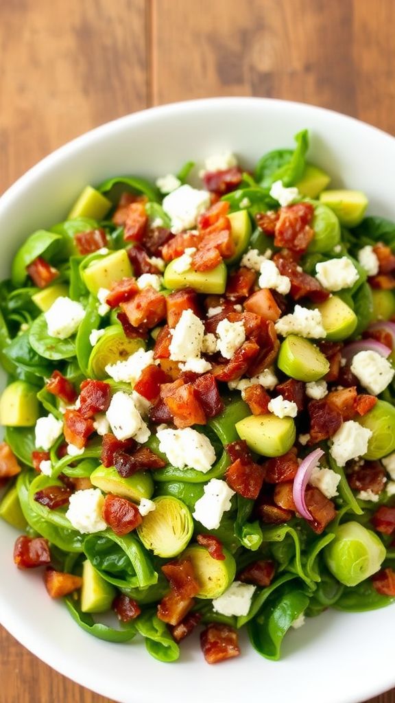 Brussel Sprout Salad with Bacon and Avocado