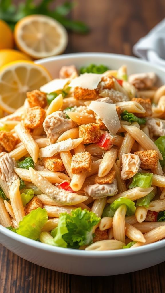 Budget Chicken Caesar Pasta Salad  